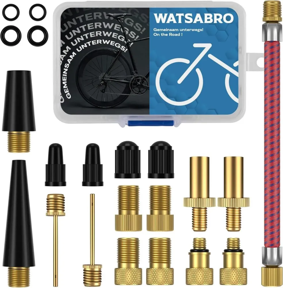 Fahrradventil Adapter Set inkl. Aufbewahrungsbox und 8