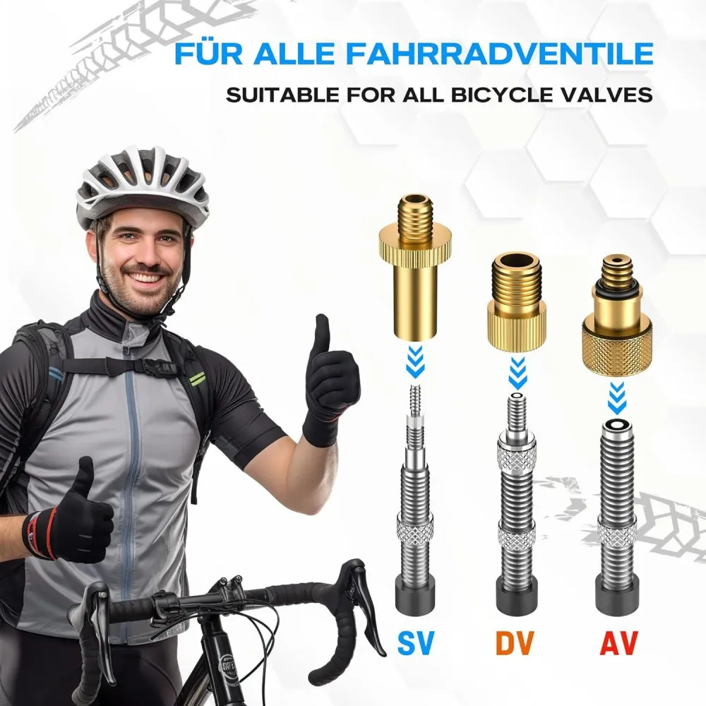 Fahrradventil Adapter Set inkl. Aufbewahrungsbox und 8