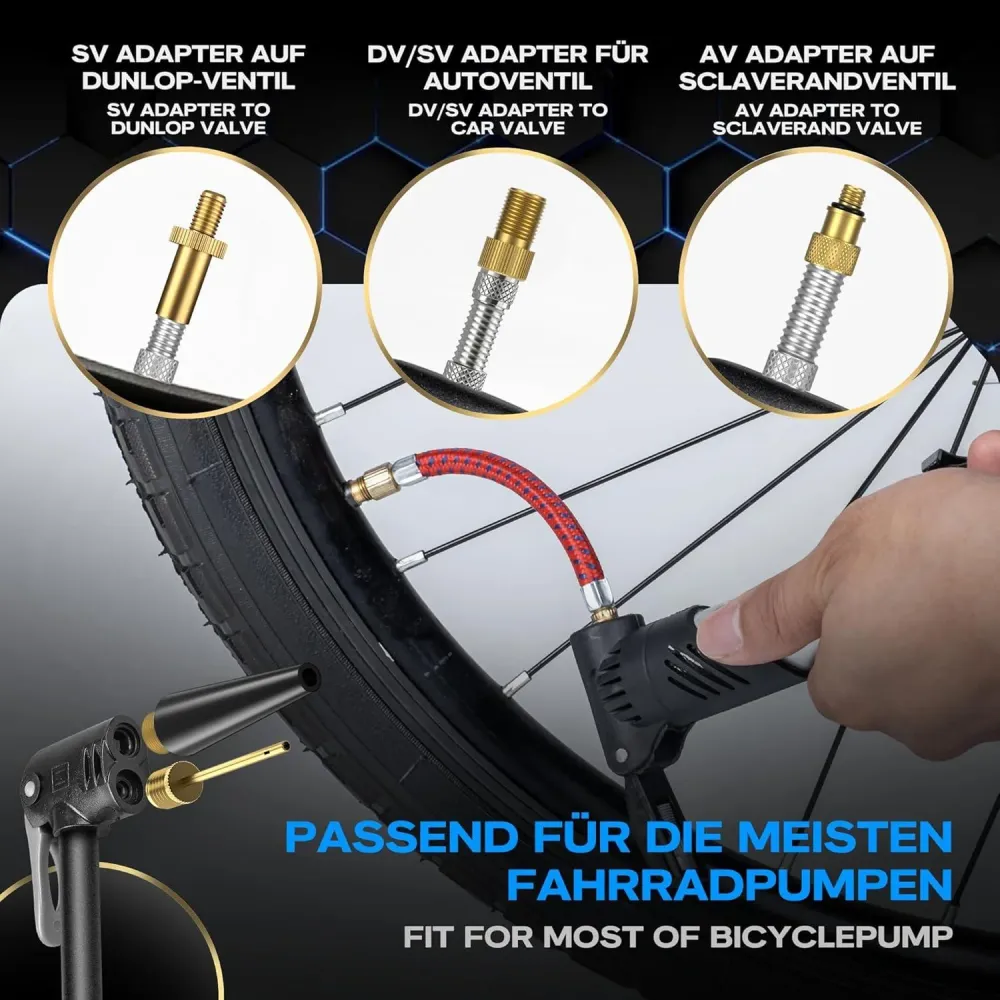 Fahrradventil Adapter Set inkl. Aufbewahrungsbox und 8