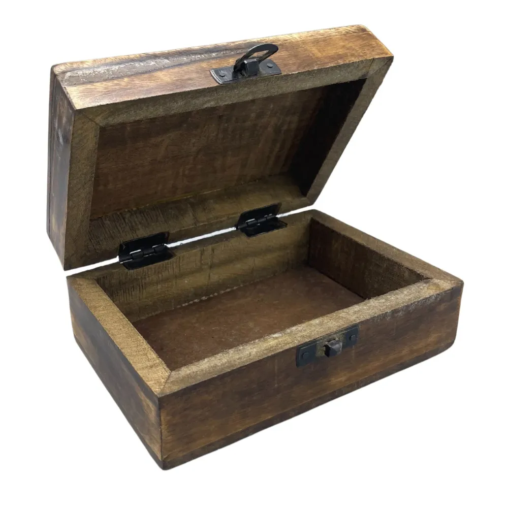 Keramikglasierte Aufbewahrungsbox aus Mangoholz – Beton 15x10x6cm