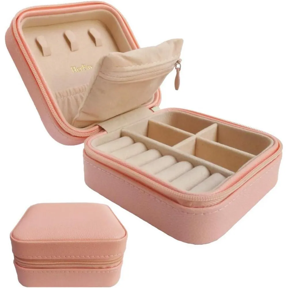 Mini Reise-Schmuckbox Damen PU-Leder Rosa Aufbewahrungsbox