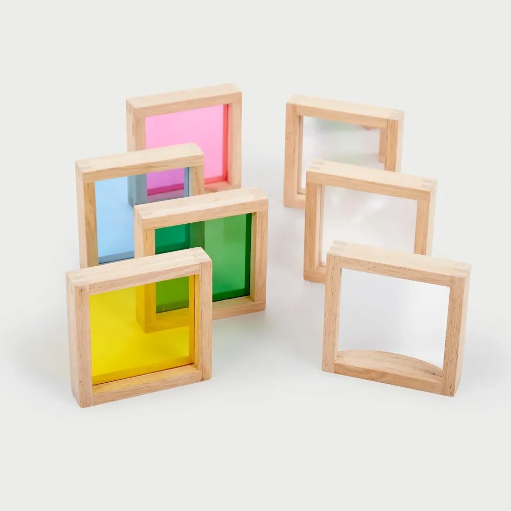 TickIt Wooden große bunte sensorische Quadrate 7 el.