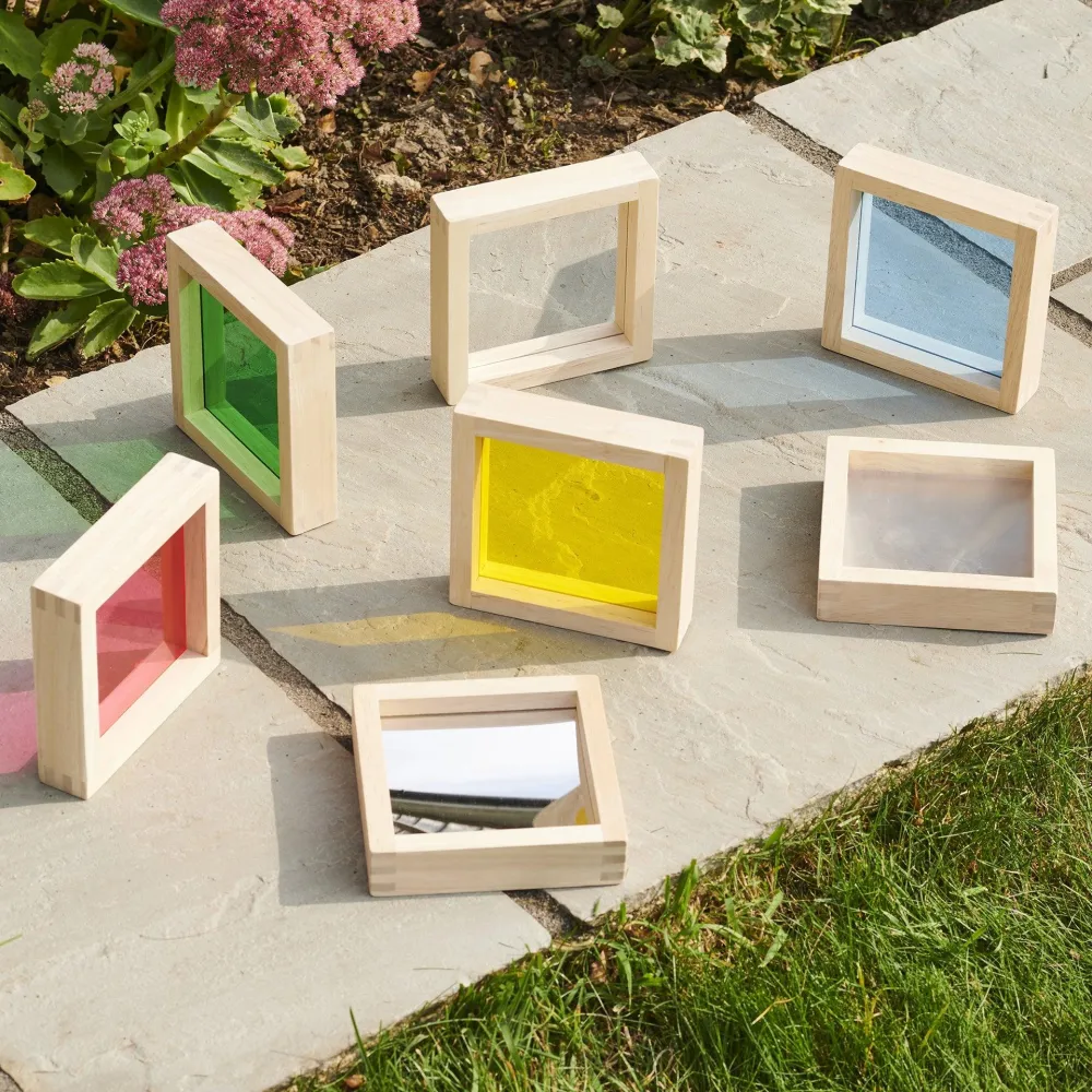 TickIt Wooden große bunte sensorische Quadrate 7 el.