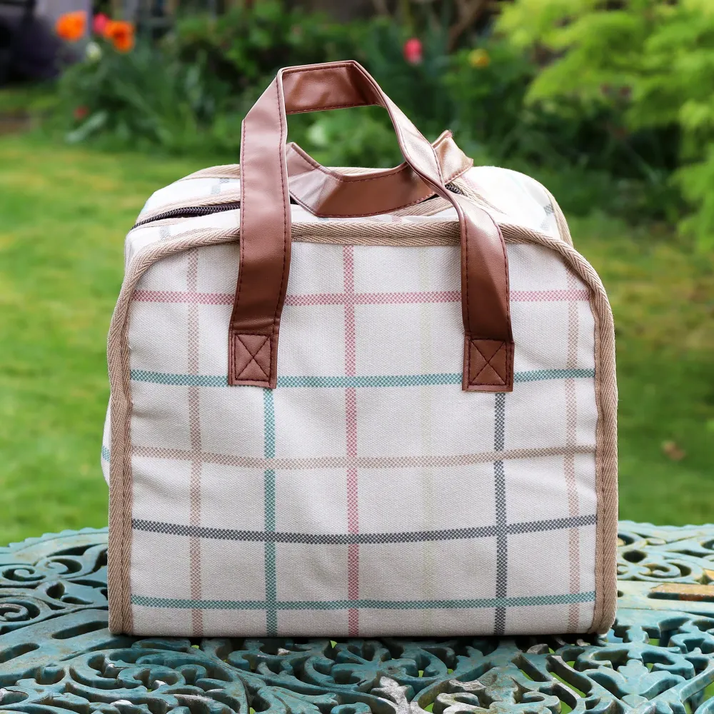 Cotton White Tartan Cooler Bag Darthome Limited