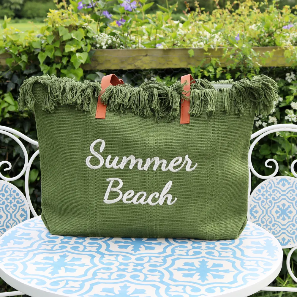 Green Tasselled Summer Beach Bag Darthome Limited