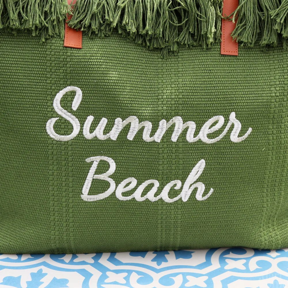 Green Tasselled Summer Beach Bag Darthome Limited