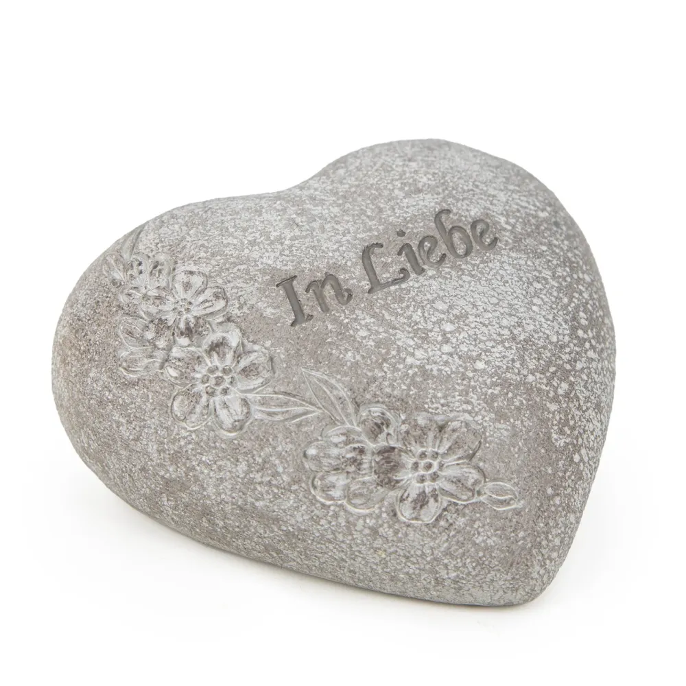 Deko Grabherz mit Blüten 10,5 x 10 x 4 cm frostsicher " Liebe"