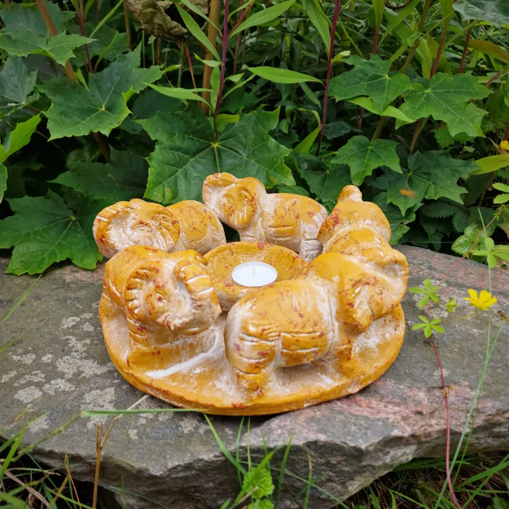 Elefantenkreis – 5 Figuren aus Terrakotta – Gelb