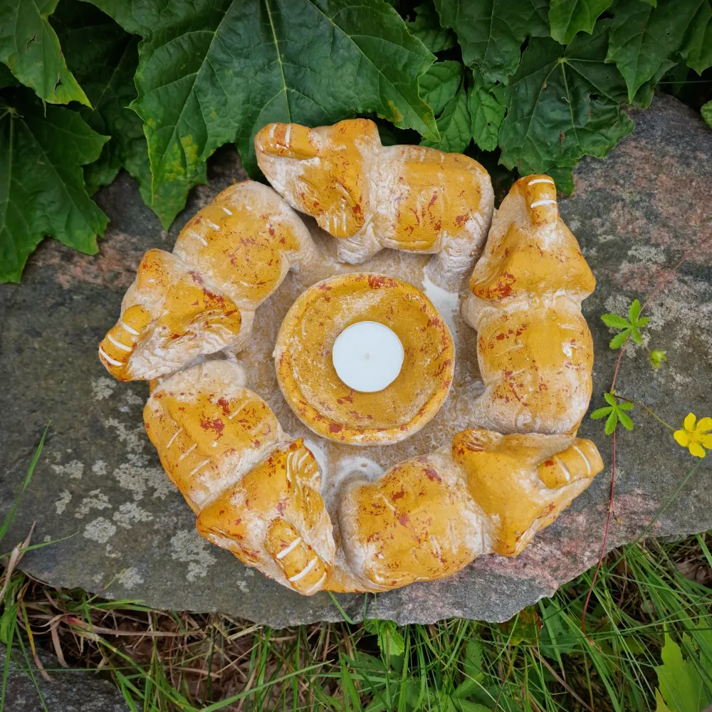 Elefantenkreis – 5 Figuren aus Terrakotta – Gelb