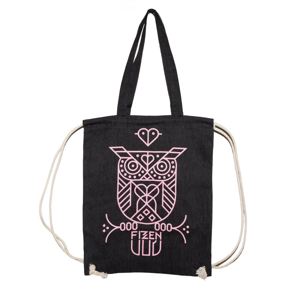 Eulen-Bag Schwarz / Kirschblüte