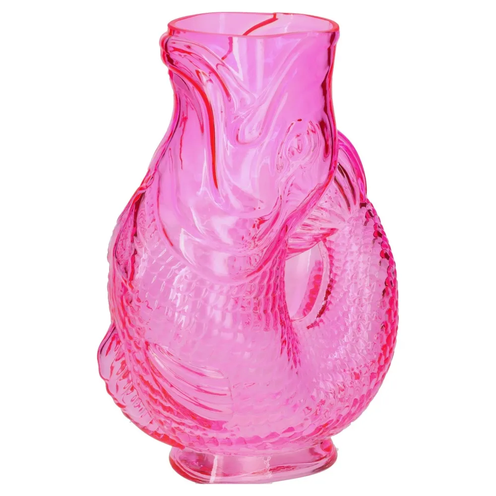 Fischvase JACQUARD M aus Glas Pink, 20,5x30x13cm