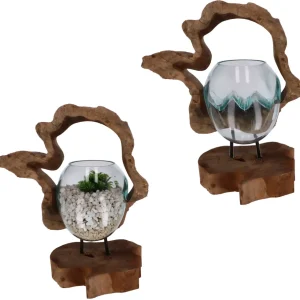 Handgefertigte Holzskulptur mit Glas – Nachhaltige Deko aus Wurzelholz | Modernes Wohnaccessoire (Kopie)