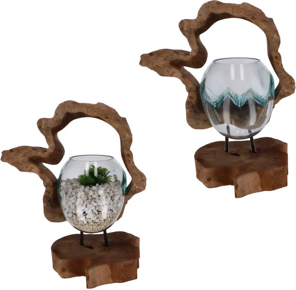 Handgefertigte Holzskulptur mit Glas – Nachhaltige Deko aus Wurzelholz | Modernes Wohnaccessoire (Kopie)