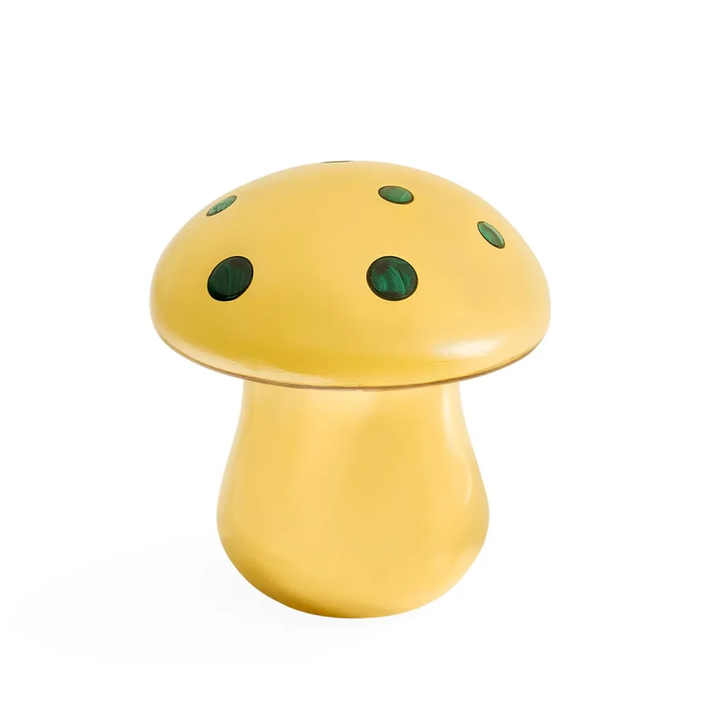 Jonathan Adler Aufbewahrungsdose Brass Mushroom Medium | Messing mit echtem Malachit