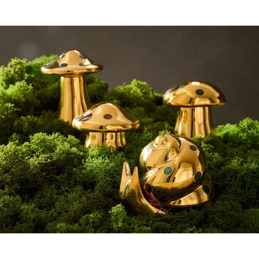 Jonathan Adler Aufbewahrungsdose Brass Mushroom Medium | Messing mit echtem Malachit