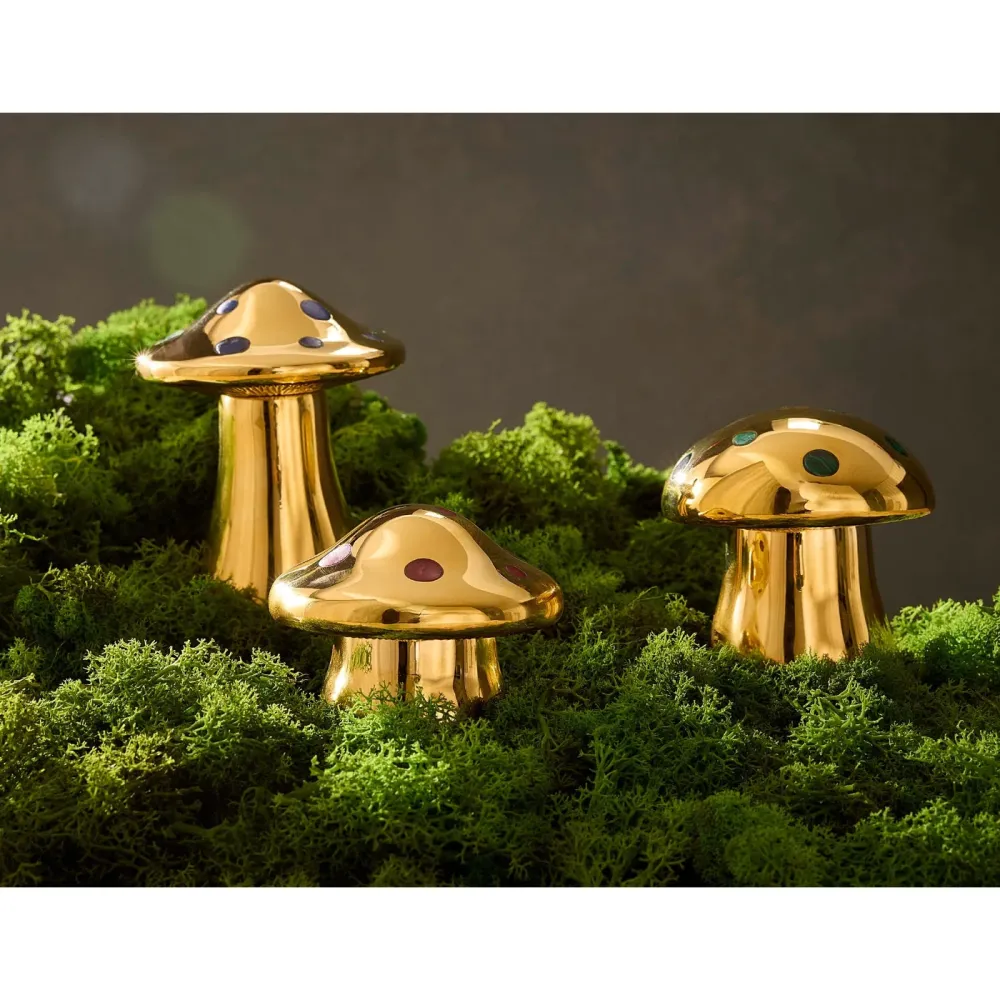 Jonathan Adler Aufbewahrungsdose Brass Mushroom Medium | Messing mit echtem Malachit