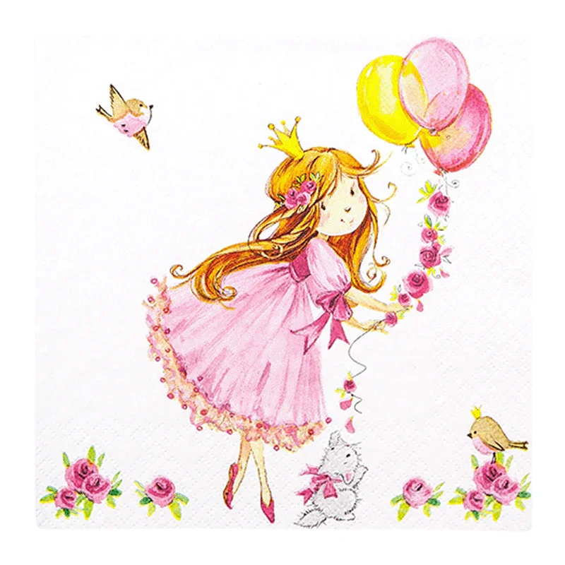 Lunchservietten „Cute Princess“, 33x33 cm, 3-lagig, Home Fashion®, 20 Stück