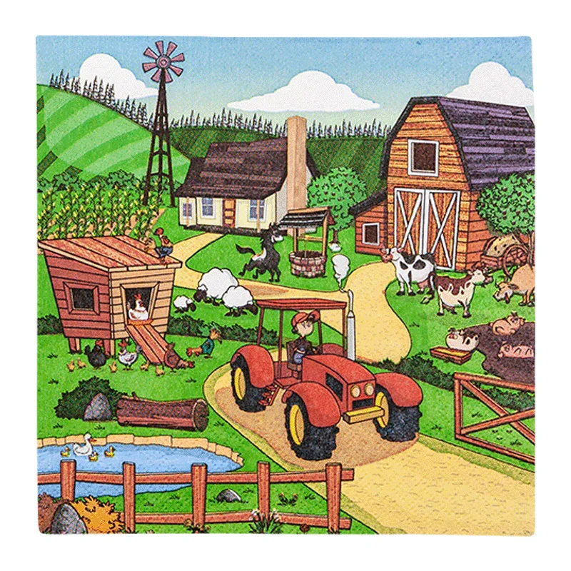Lunchservietten „Little Farm“, 33x33 cm, 3-lagig, Home Fashion®, 20 Stück