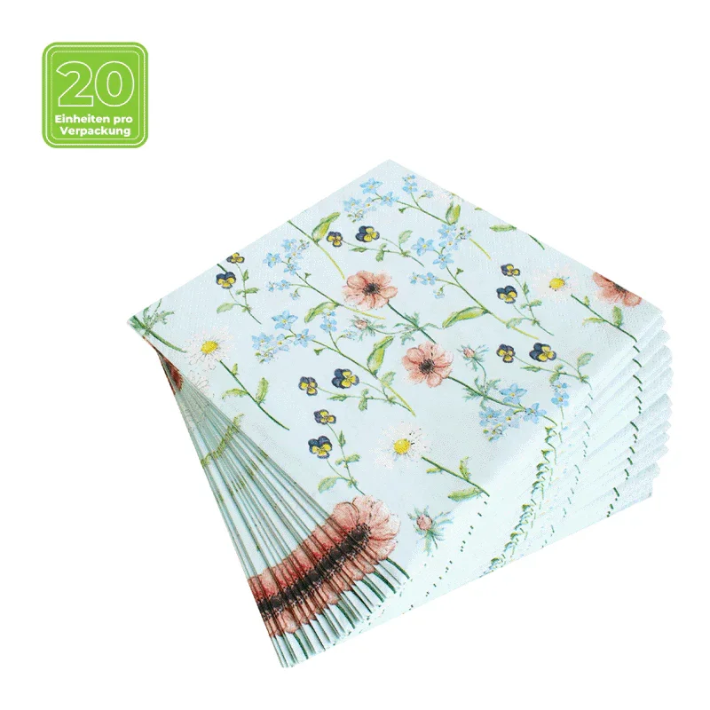 Lunchservietten „Little Garden“, 33x33 cm, 3-lagig, Home Fashion®, 20 Stück