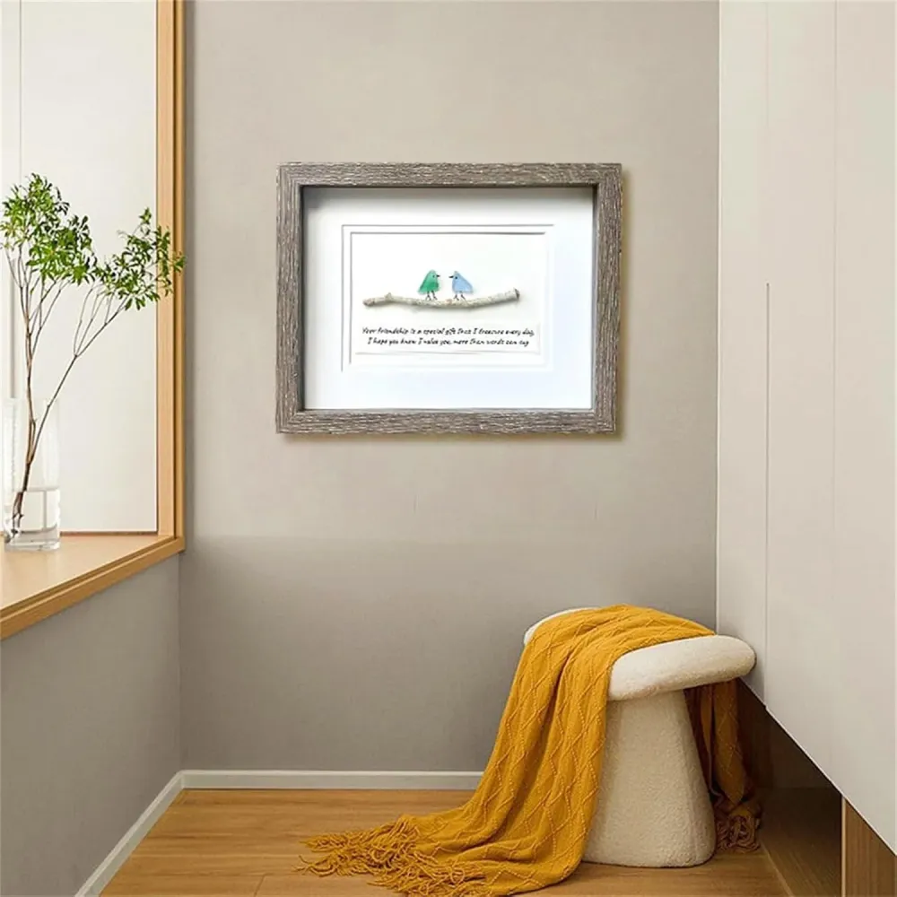 OceanSoul™ Bilderrahmen mit Meerglas-Vögeln | 50% Rabatt