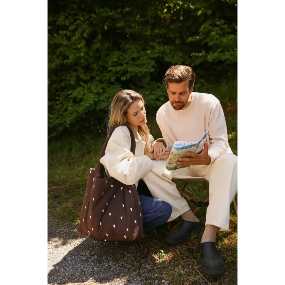 Puffy Mom Bag | Brown Hearts