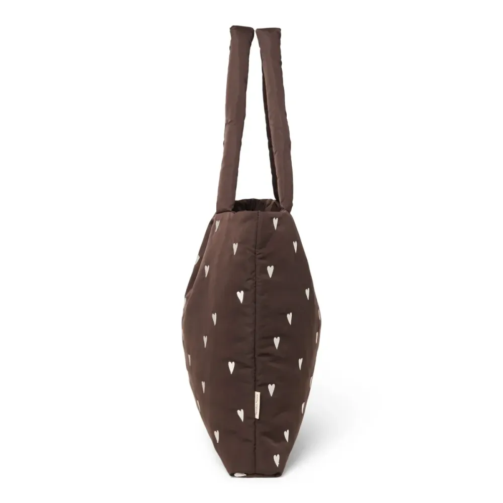 Puffy Mom Bag | Brown Hearts