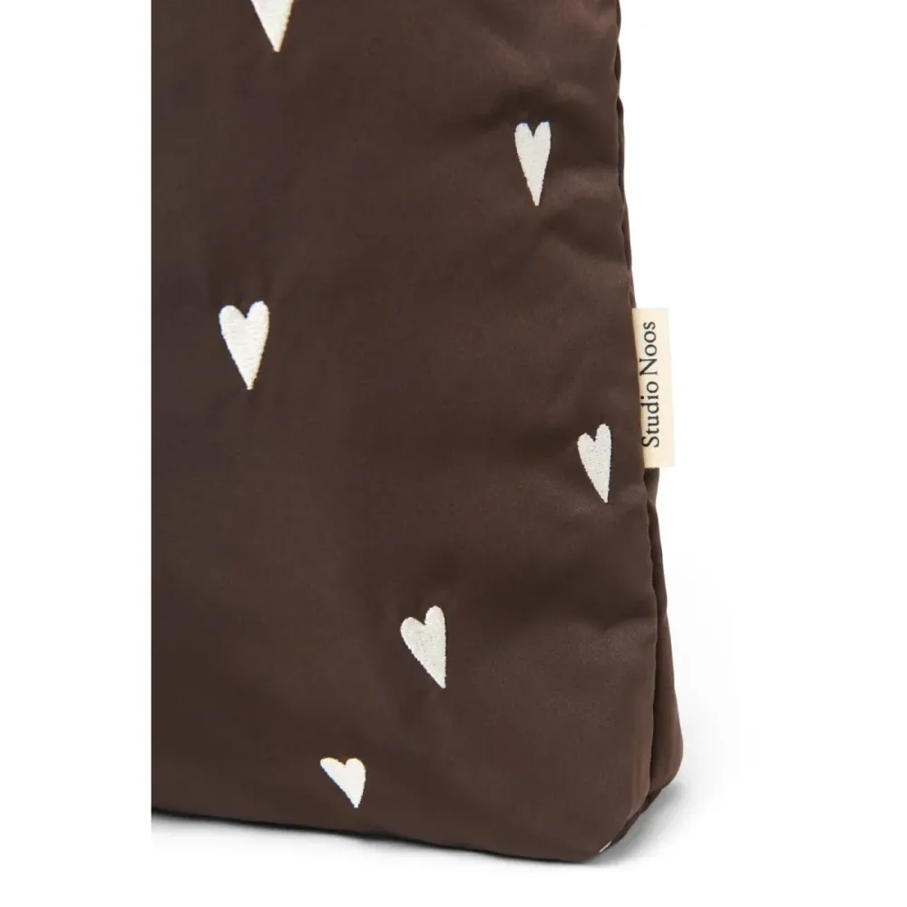 Puffy Mom Bag | Brown Hearts