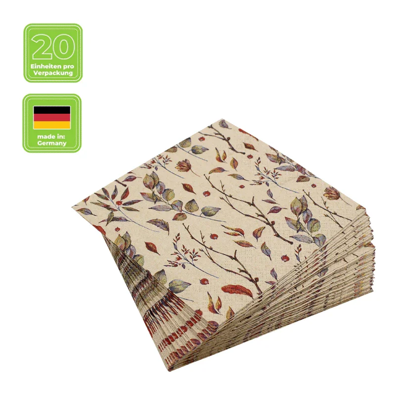 Recyclingservietten „Colored Leaves“, 33x33 cm, 2-lagig, Home Fashion®, 20 Stück