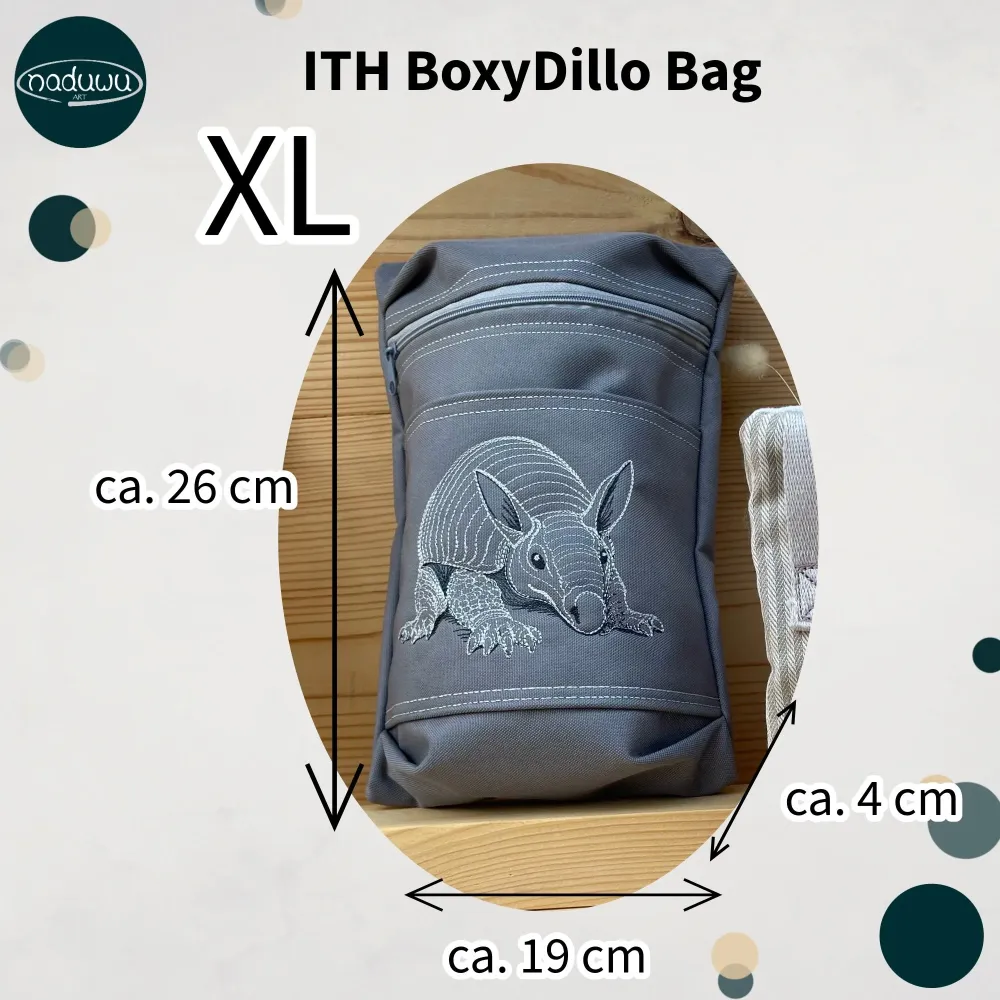 Stickdatei BoxyDillo Bag 20x28, ITH Tasche mit Reißverschluss