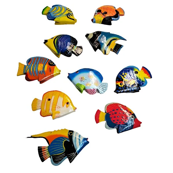 Tropische Fische Deko aus Holz 10cm / Set mit 10Stk.
