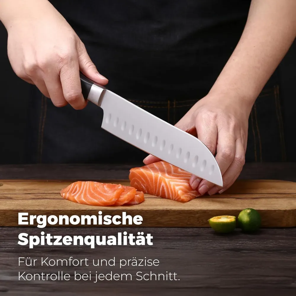 19-teiliges Premium-Küchenmesserset mit Holzblock, Master Maison Besteck aus deutschem Edelstahl mit Messerschärfer und 8...