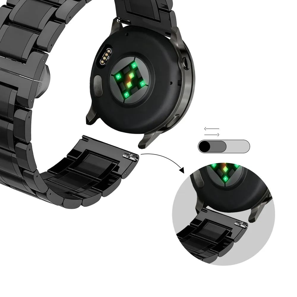 Bandz Garmin Vivomove Luxe Stahl Gliederarmband 'Deluxe' (Schwarz)
