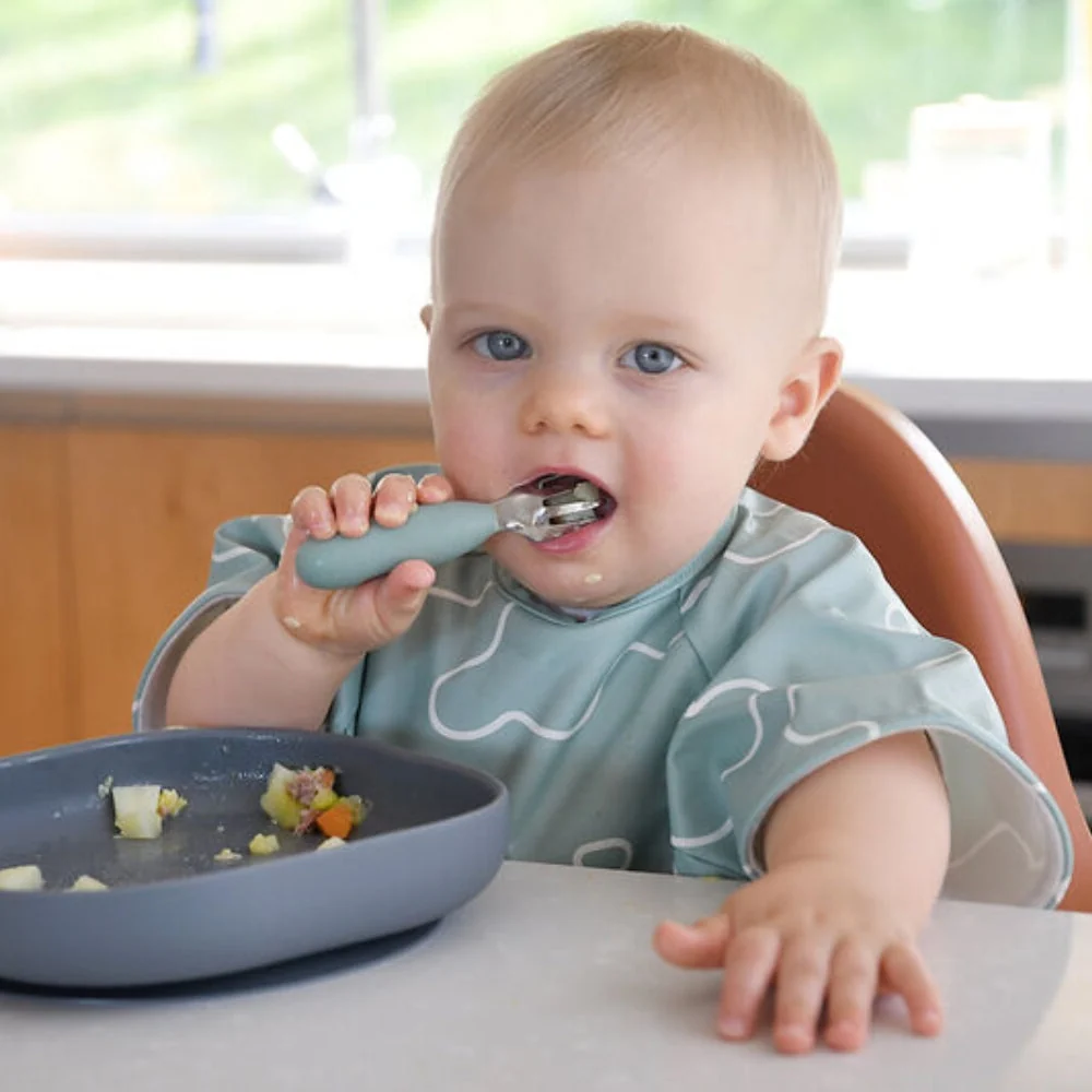 Beaba Baby-Besteck aus Edelstahl Salbei grün