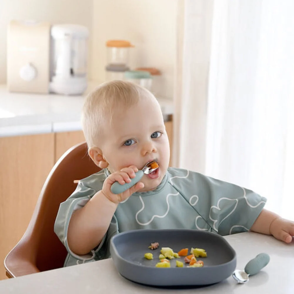 Beaba Baby-Besteck aus Edelstahl Salbei grün