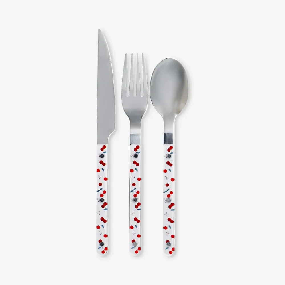 Besteck-Set mit Kirsch-Print - 3 Stk.