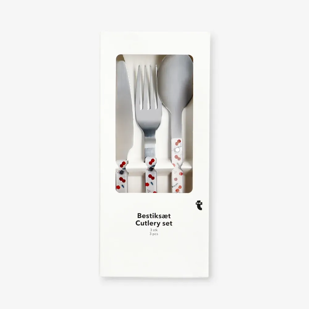 Besteck-Set mit Kirsch-Print - 3 Stk.