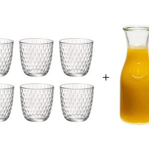 Bormioli Rocco Gläser Verschluss Transparent 290 ml - 6 Stück + Cookinglife Karaffe 1 Liter