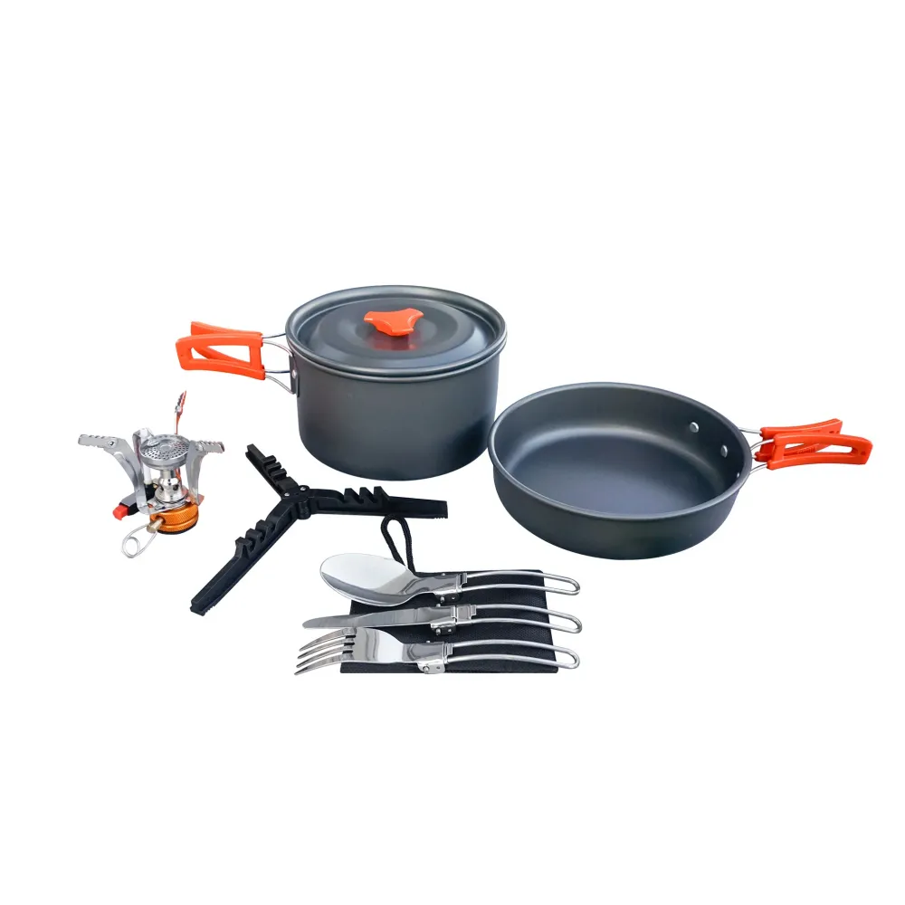 Camping Kochgeschirr Set mit Gasbrenner und Besteck, Outdoor "EXPEDITION" | TEKSON 202025