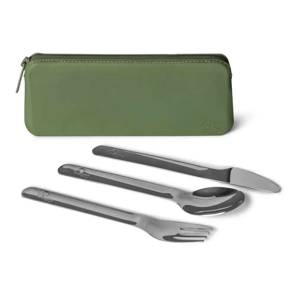 Citron Edelstahl-Besteck mit Etui - Grün
