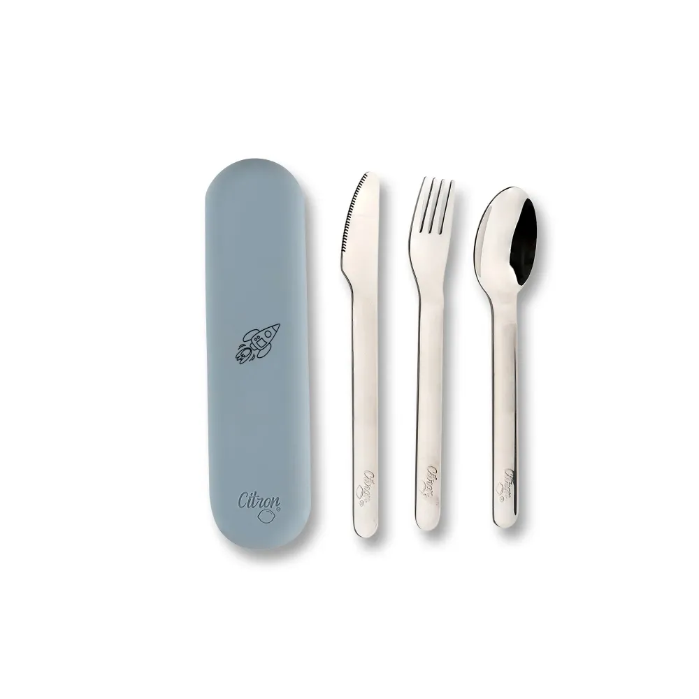 Citron Edelstahl-Besteck-Set Staubblau