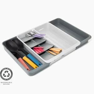 DrawerStore™ Gestufter, erweiterbarer Besteck- und Küchenzubehör-Organizer aus recyceltem Plastik