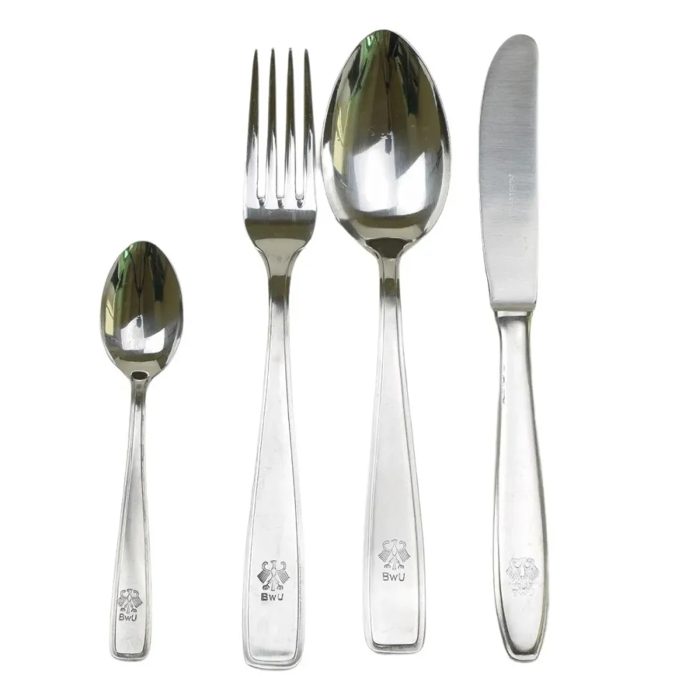 Echtes deutsches Militär-Essbesteck-Set, komplett, Besteck, Tassen, Teller, Camping, NEU