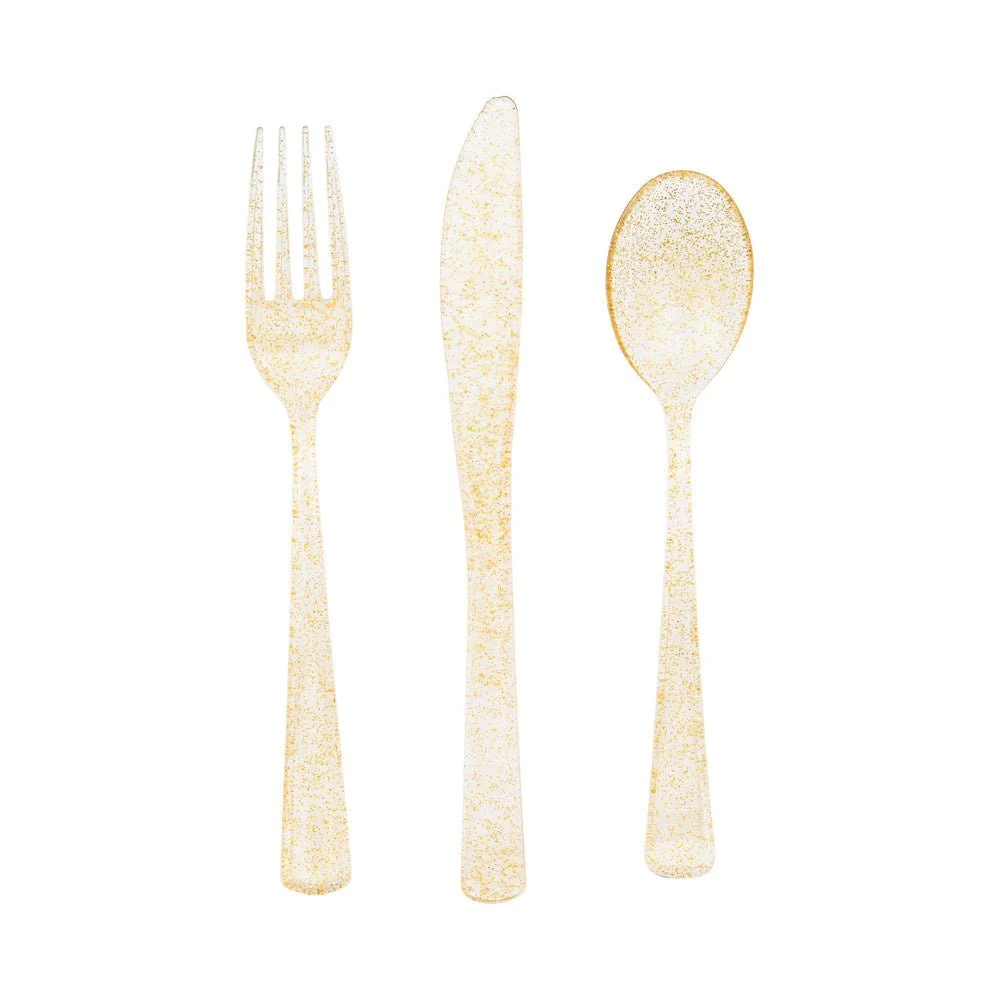 Glitzer-Besteck Gold 18 Stück