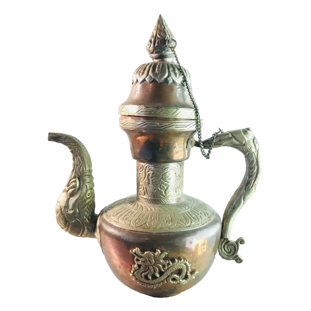 KANNE Teekanne Kupfer MESSING 50er 60er MID CENTURY orientalisch 22,5 cm