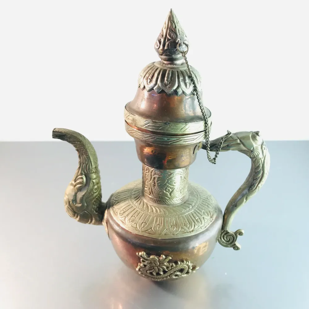 KANNE Teekanne Kupfer MESSING 50er 60er MID CENTURY orientalisch 22,5 cm