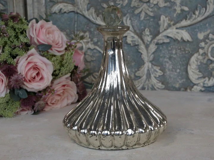 Karaffe mit Verschluss, antique-silber, Chic Antique