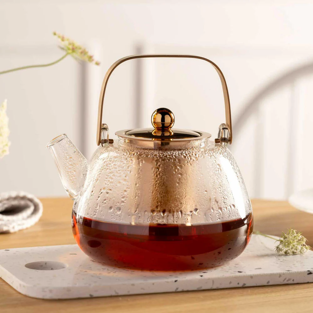 Leonardo Teekanne Tè per Te, Kanne mit Siebeinsatz, Glas, Metall, Klar, 1.2 L, 077383