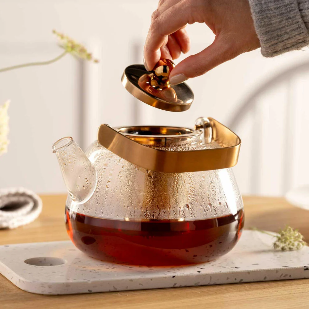 Leonardo Teekanne Tè per Te, Kanne mit Siebeinsatz, Glas, Metall, Klar, 1.2 L, 077383