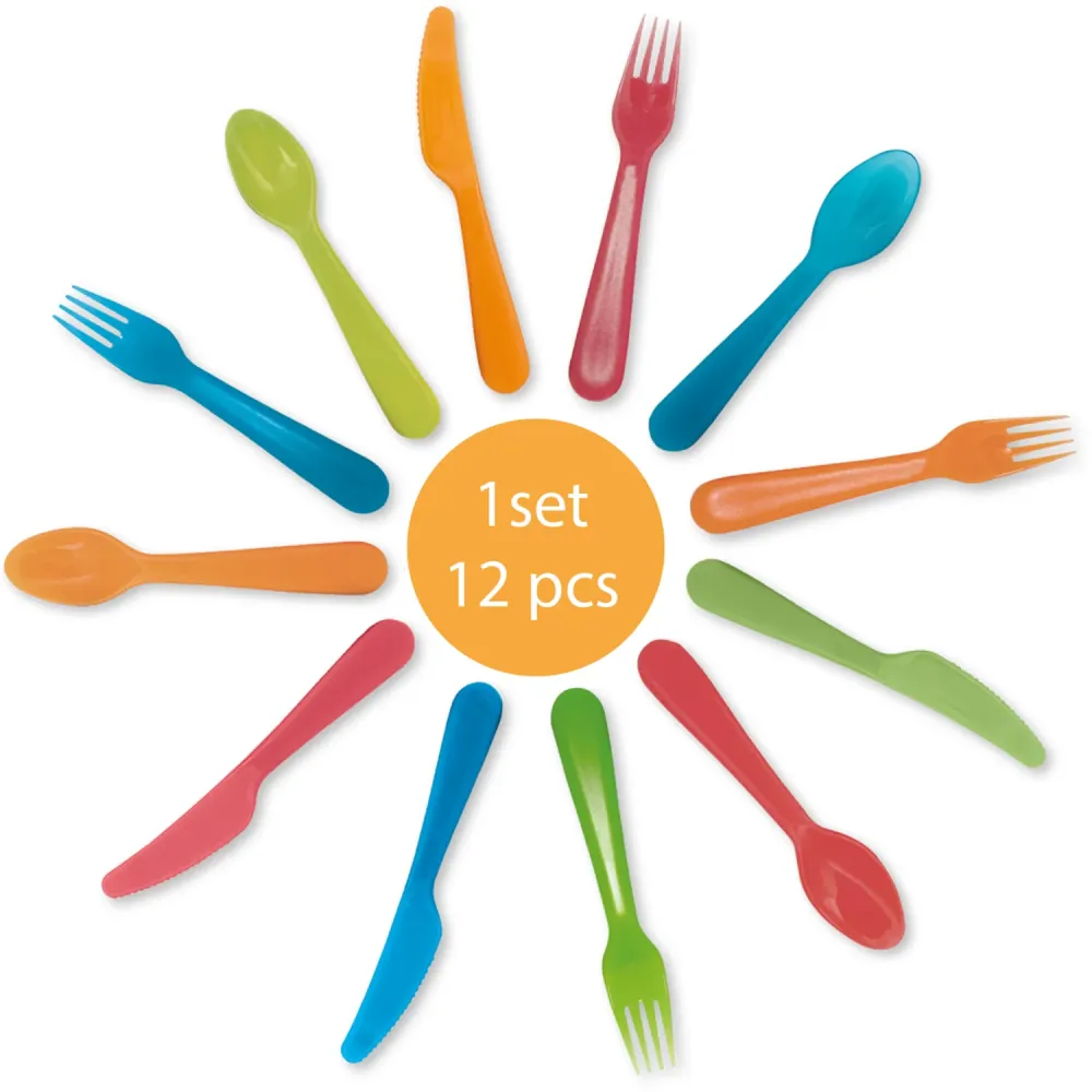 Mehrweg Besteck Löffel, Gabel u. Messer | je 4 Stück Multicolor
