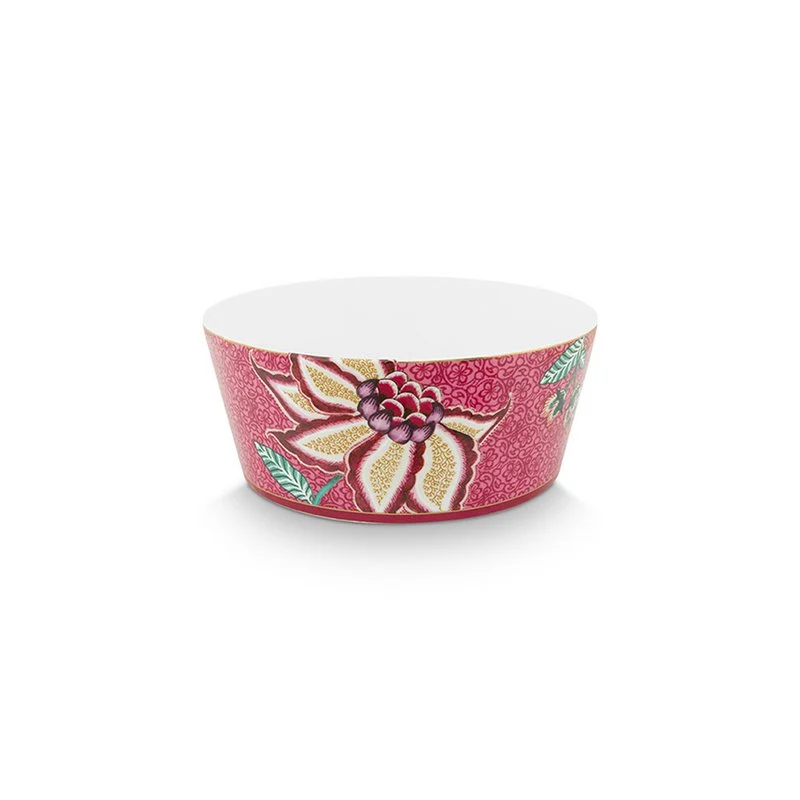 Pip Studio – Geschenkset Schüsseln 15 cm und Essstäbchen Oriental Flower Festival Dunkelrosa